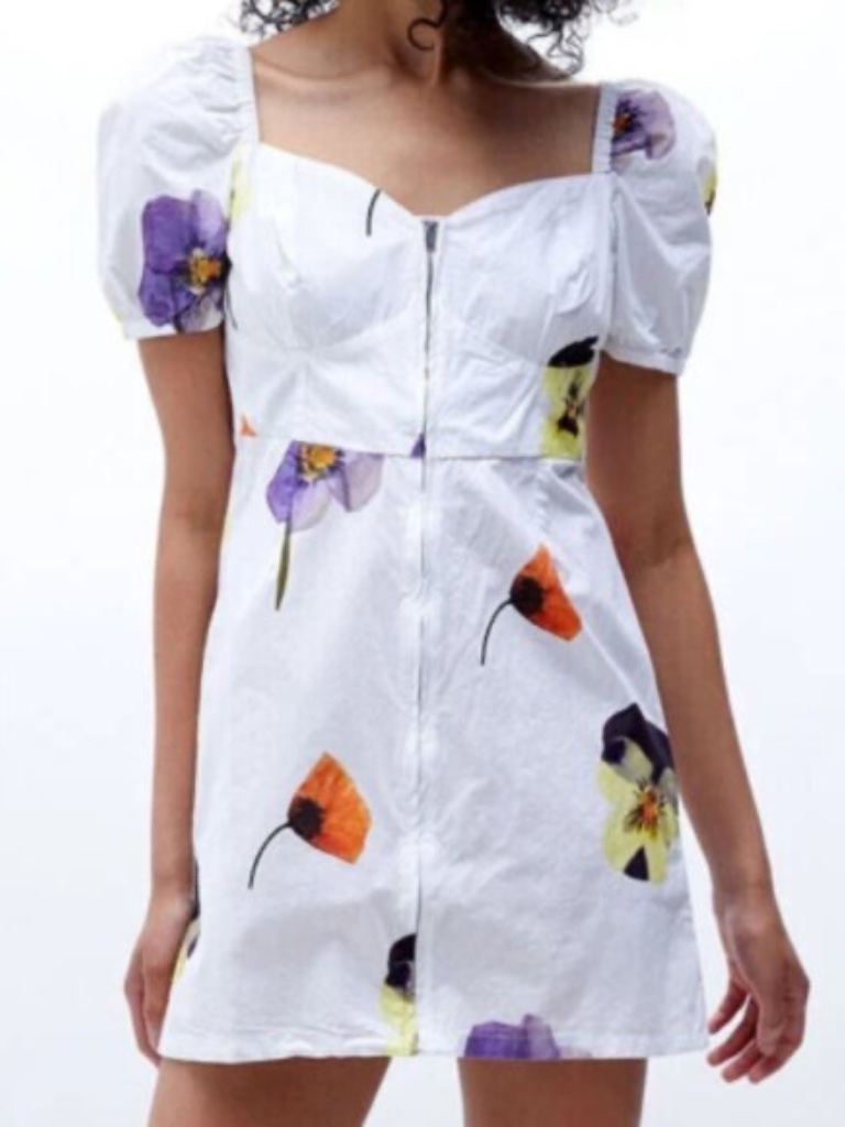 Obey Women's Redux Floral Puff Sleeve Mini Dress Size S